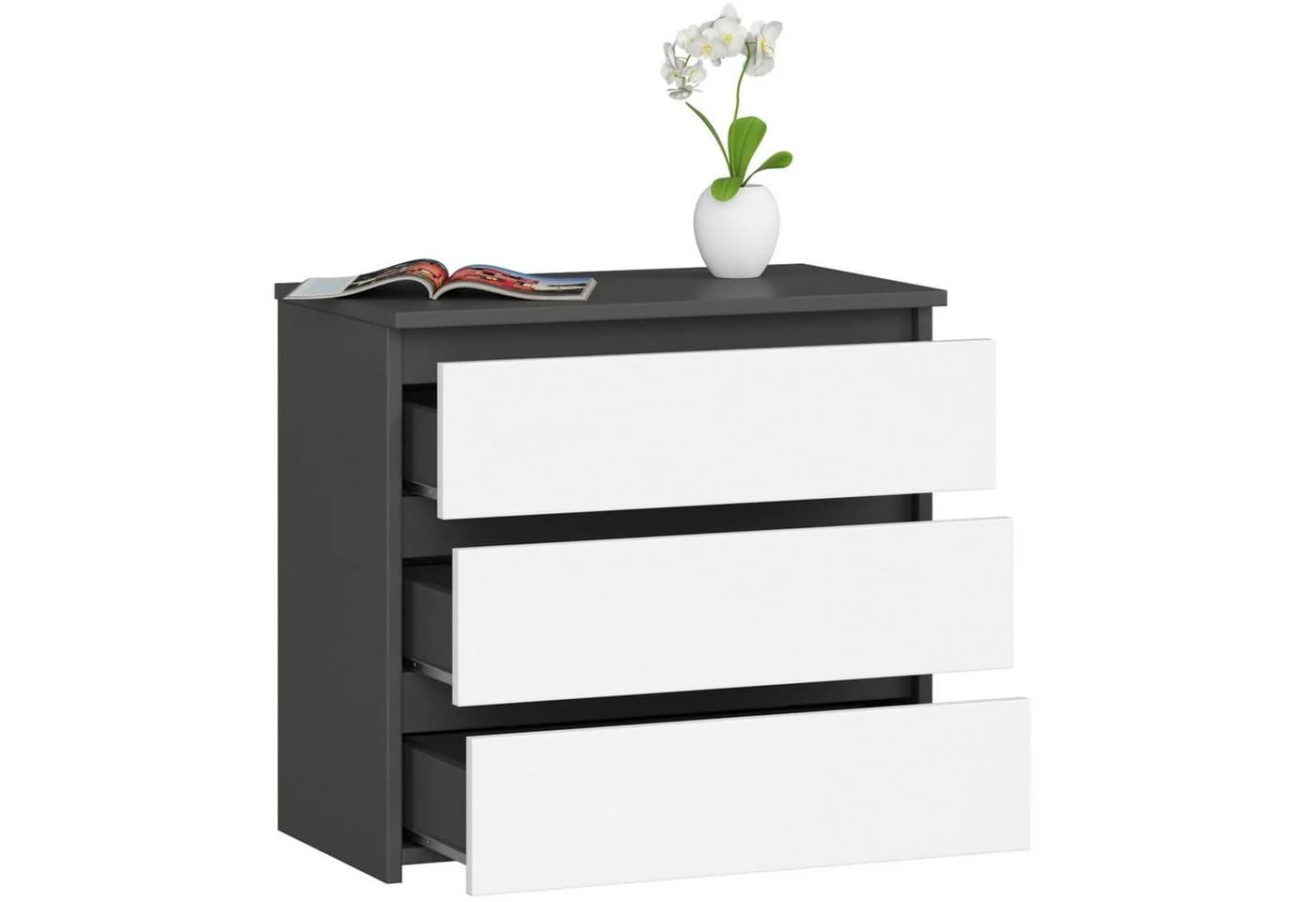 Raumhirsch Furniture Kommode 3 Schubladen 60 cm Holz Schrank Highboard Sideboard - Bild 3