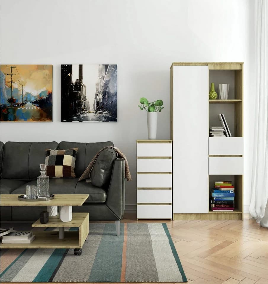 Raumhirsch Furniture Kommode 5 Schubladen Weiß Modern