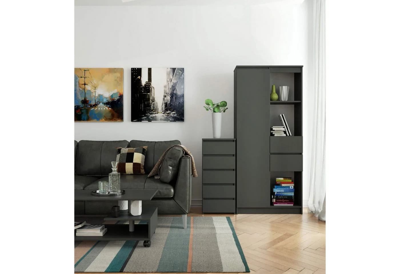 Raumhirsch Furniture Kommode 5 Schubladen Grau Modern