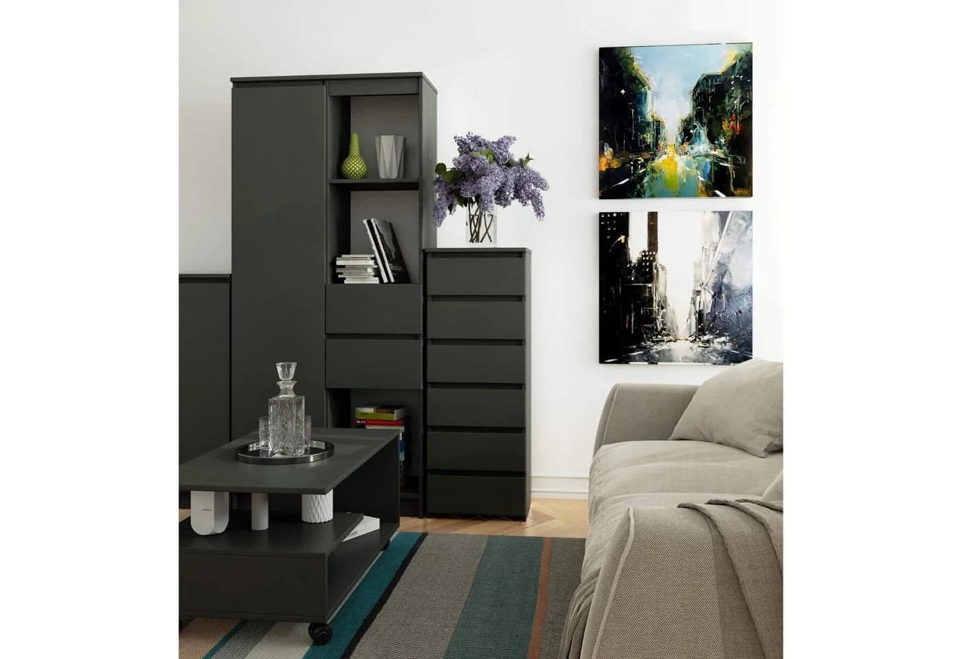 Raumhirsch Furniture Kommode 6 Schubladen Grau Modern