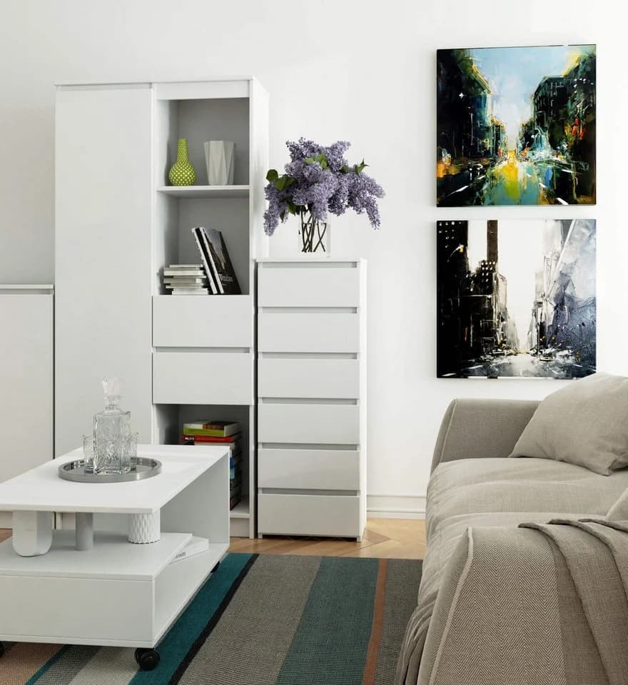 Raumhirsch Furniture Kommode mit 6 Schubladen 40 cm breit Holz Schrank, Highboard / Kommode 40 cm, Sideboard Organizer für jeden Raum