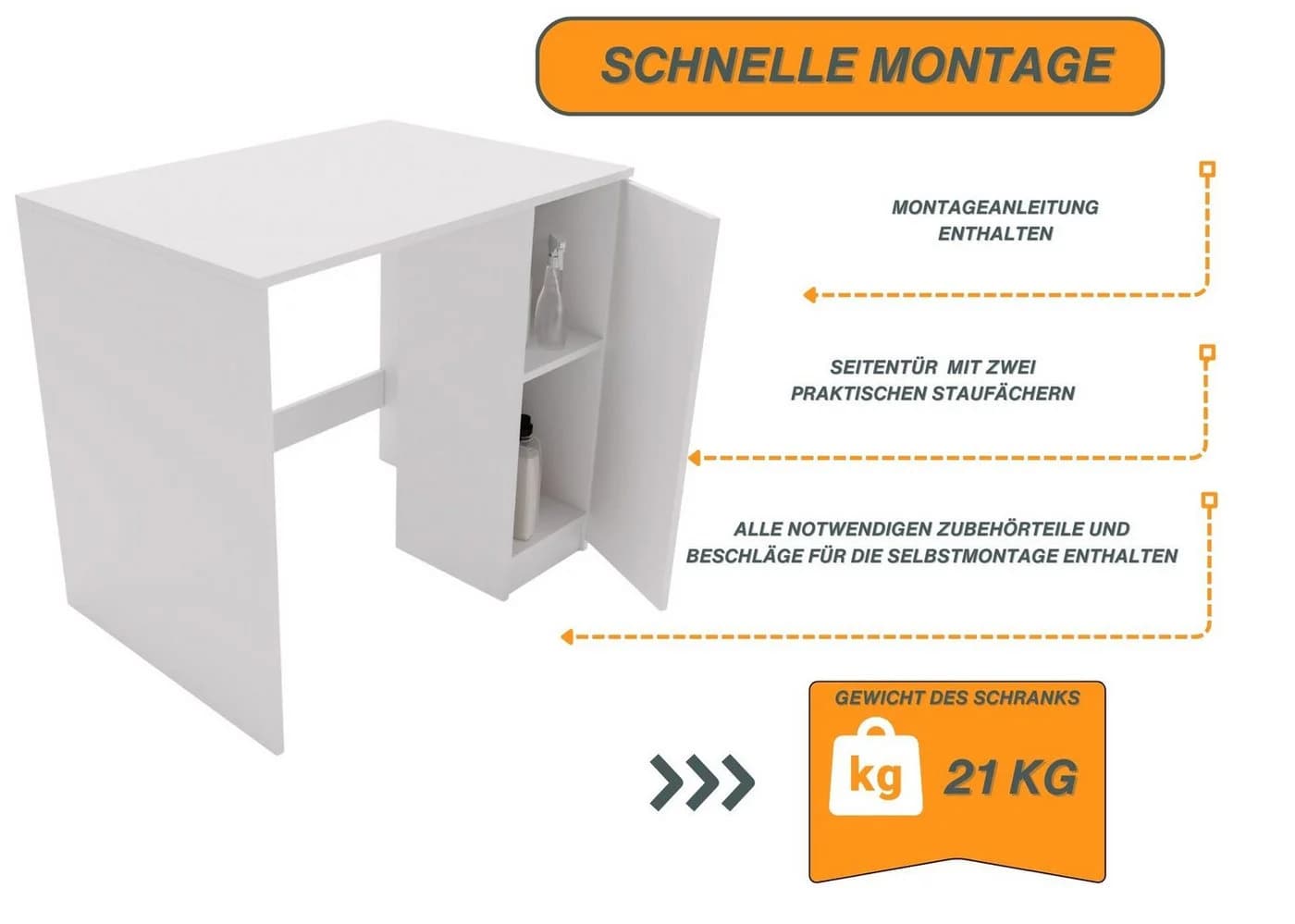 Raumhirsch Furniture Waschmaschinenschrank Weiß mit Stauraum - Bild 4