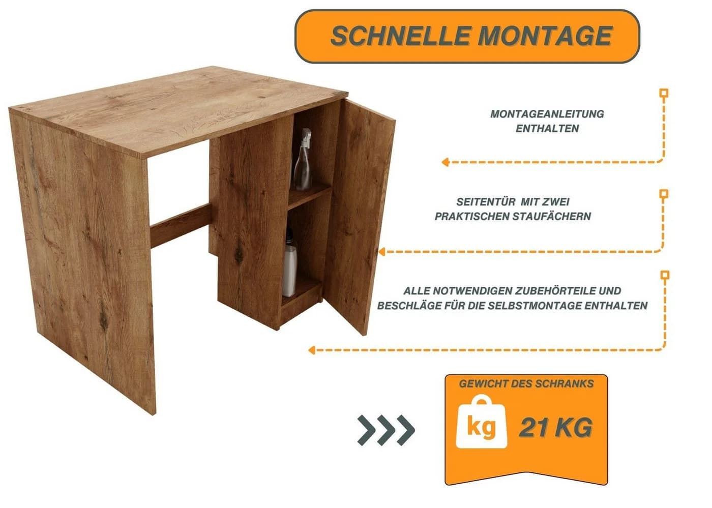 Raumhirsch Furniture Waschmaschinenumbauschrank mit Stauraum - Retro - Bild 4