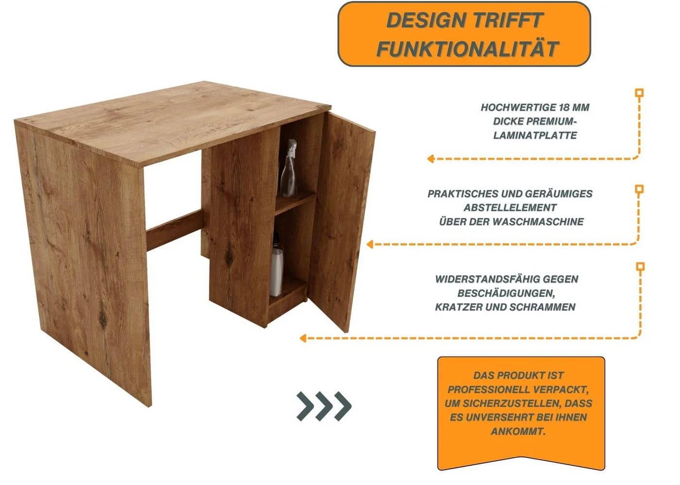 Raumhirsch Furniture Waschmaschinenumbauschrank mit Stauraum - Retro - Bild 5