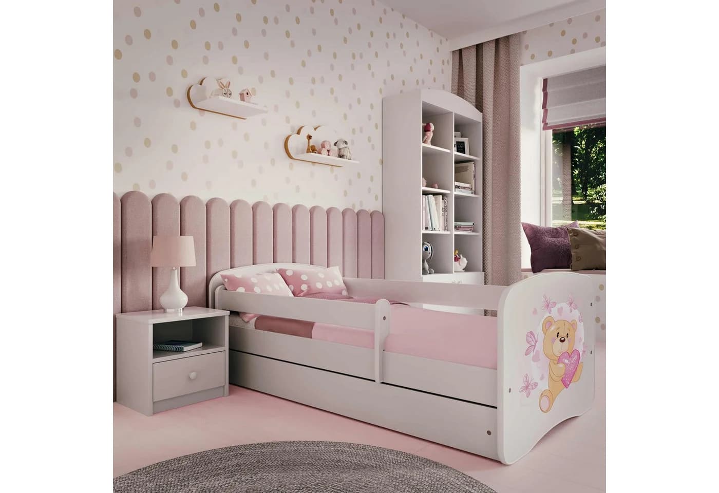 Raumhirsch Kinderbett Weiß mit Matratze, Schublade & Rausfallschutz - Bild 2