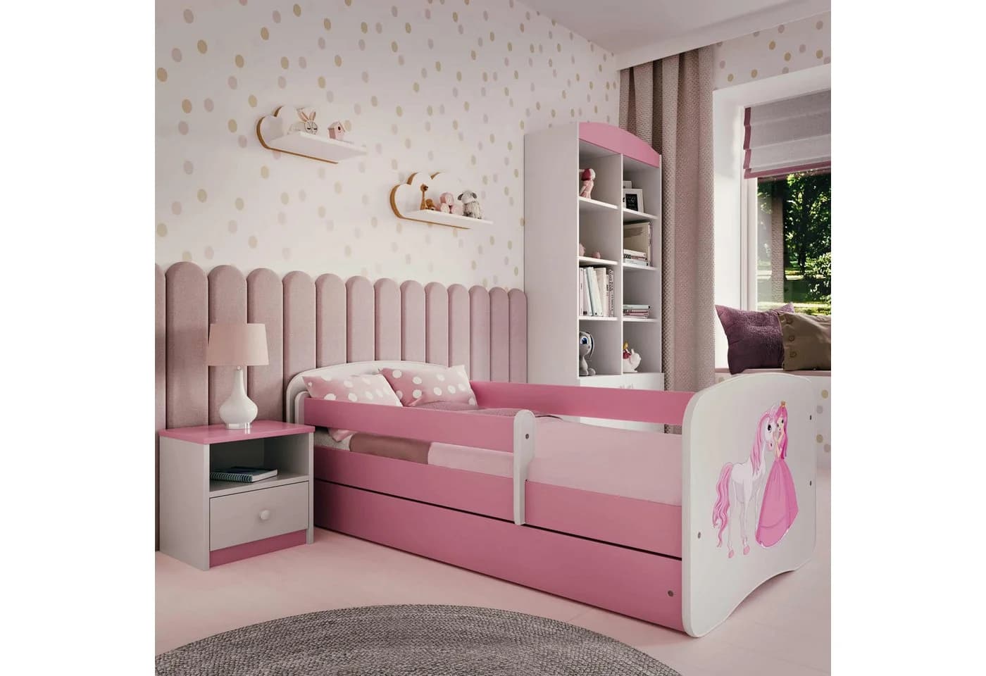 Raumhirsch Furniture Kinderbett 70x140 Rosa Prinzessin Pferd
