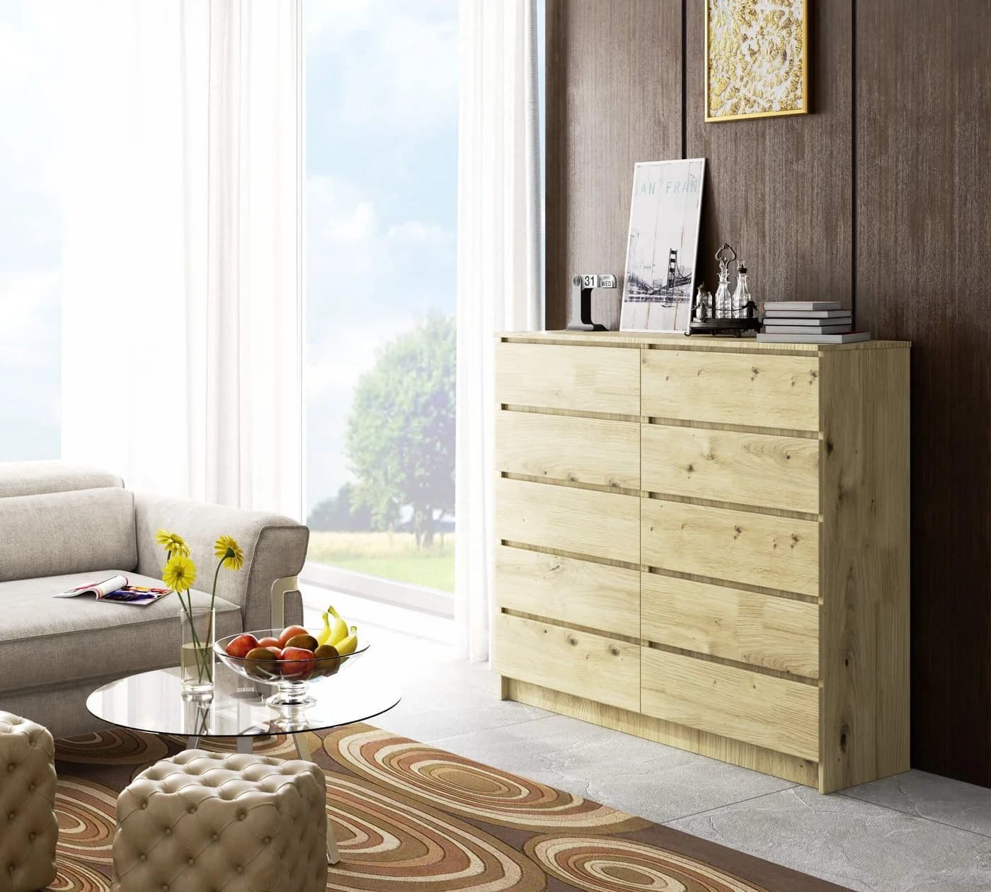 Raumhirsch Furniture Kommode 10 Schubladen Braun Modern