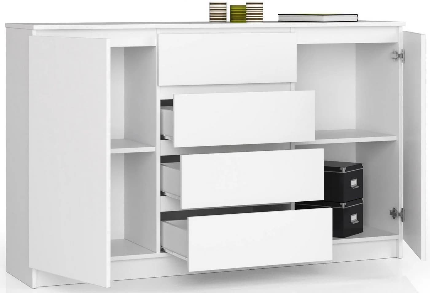 Raumhirsch Furniture Kommode mit 4 Schubladen, zwei Schranktüren, 160 cm breit Holz Schrank - Bild 3