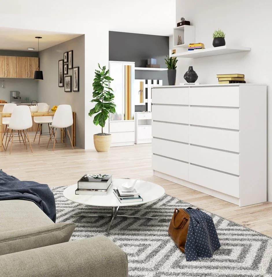 Raumhirsch Furniture Kommode 8 Schubladen 160 cm Eiche Sonoma