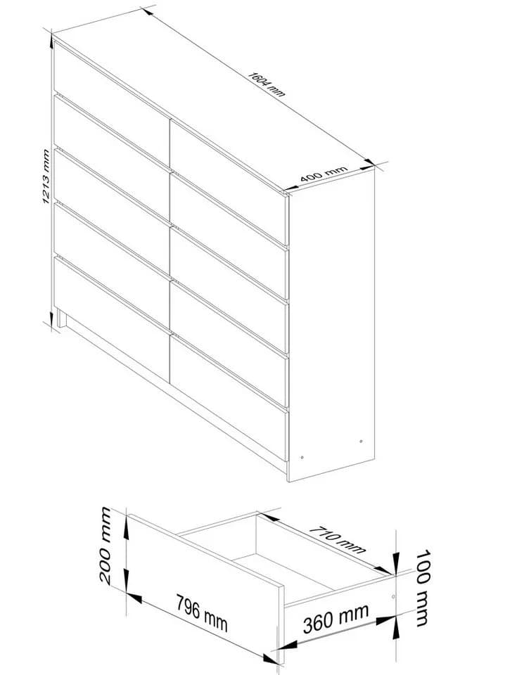 Raumhirsch Furniture Kommode 8 Schubladen 160 cm Eiche Sonoma - Bild 4