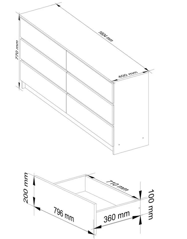 Raumhirsch Furniture Kommode CL3 160 cm breit Holz Schrank, Highboard / Kommode 160 cm, Sideboard Organizer - Bild 3