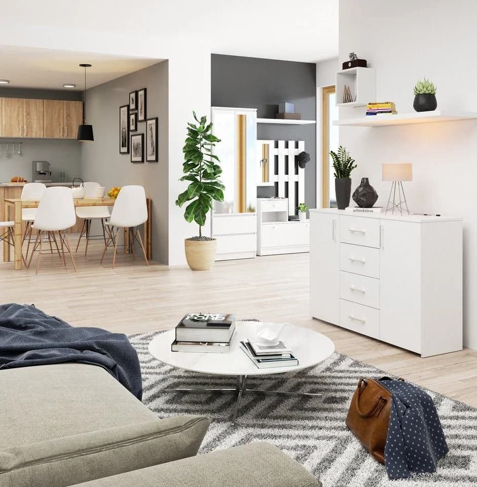 Raumhirsch Furniture Kommode 110 cm Weiß mit Soft-Close