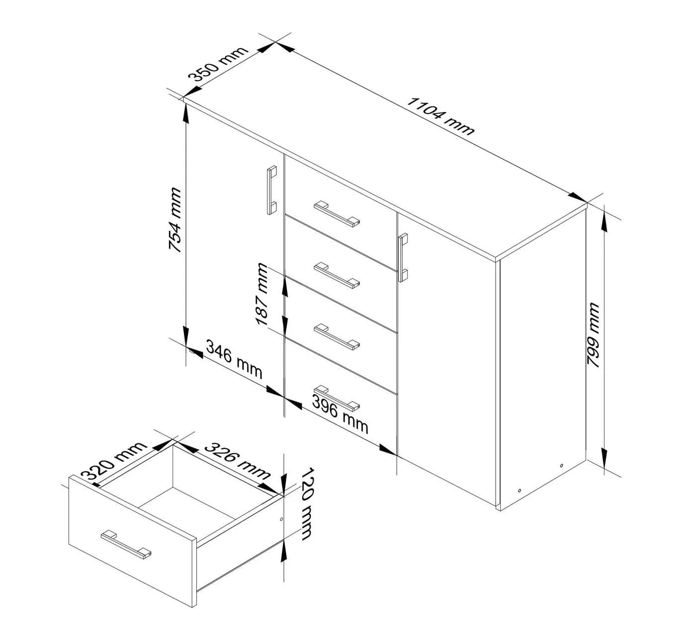 Raumhirsch Furniture Kommode 110 cm Weiß mit Soft-Close - Bild 4