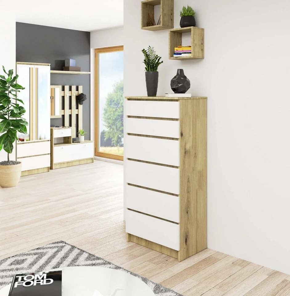 Raumhirsch Furniture Kommode 60 cm breit Holz Schrank, Highboard / Kommode 60 cm, Sideboard Organizer für jeden Raum