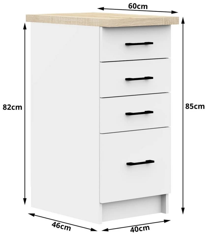 Raumhirsch Furniture Unterschrank Küchenunterschrank - Praktischer Stauraum - 4 Schubladen - Bild 5