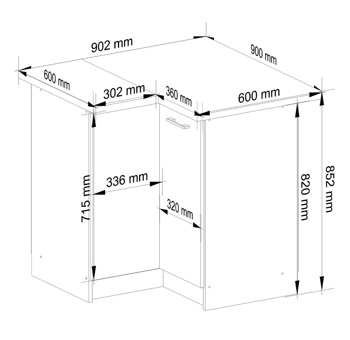 Raumhirsch Furniture Moderner Küchenunterschrank - Platzsparender Eckschrank - 2 Türen, 1 Schublade, Soft-Close, verstellbare Füße - Bild 4