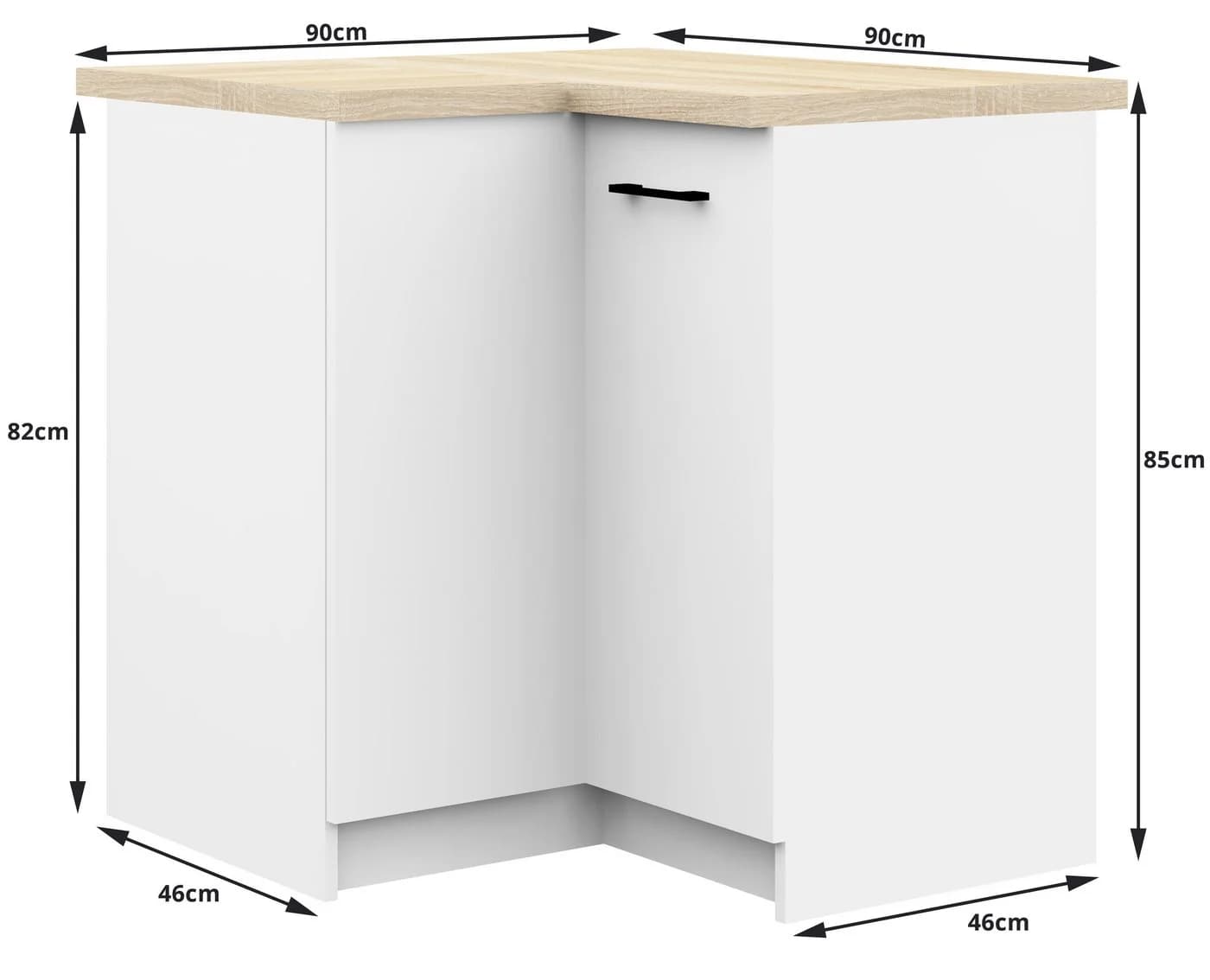 Raumhirsch Furniture Moderner Küchenunterschrank - Platzsparender Eckschrank - 2 Türen, 1 Schublade, Soft-Close, verstellbare Füße - Bild 5