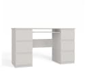 Raumhirsch Furniture Schreibtisch KUBA Weiß mit 6 Schubladen und Tastaturauszug Bild 1
