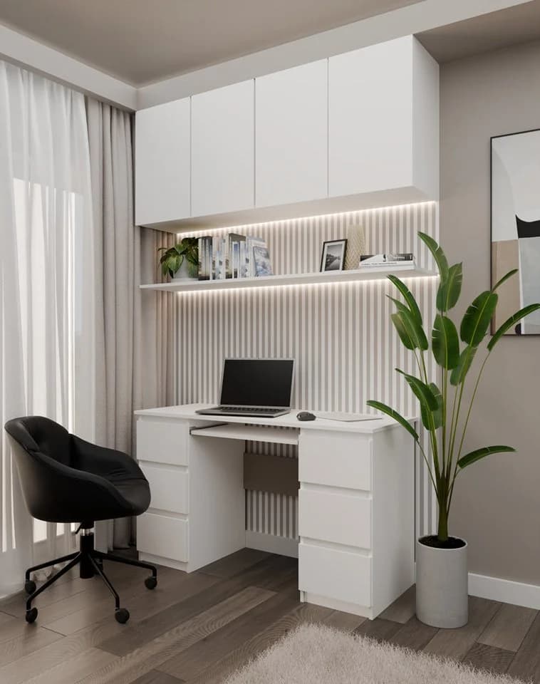 Raumhirsch Furniture Schreibtisch KUBA Weiß mit 6 Schubladen und Tastaturauszug - Bild 2