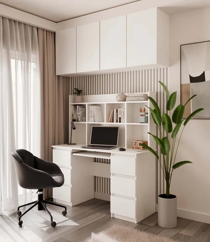 Raumhirsch Furniture Schreibtisch mit Aufsatz und Tastaturauszug Weiß - Bild 2
