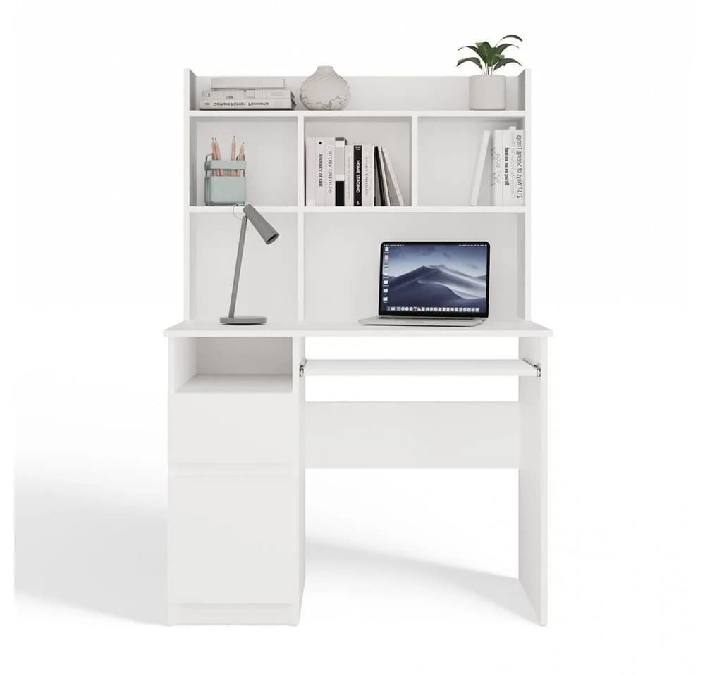 Raumhirsch Furniture Schreibtisch mit Aufsatz und Tastaturauszug Weiß - Bild 5