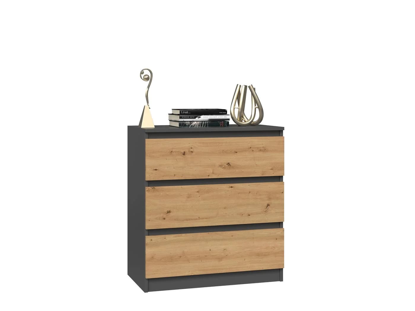 Raumhirsch Furniture Kommode Sideboard Anthrazit 3 Schubladen