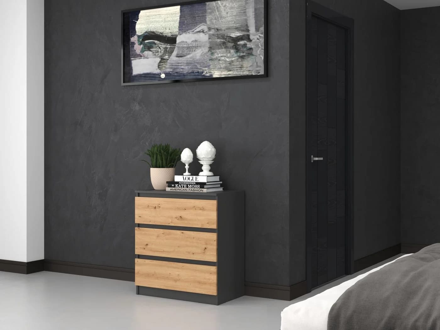 Raumhirsch Furniture Kommode Sideboard Anthrazit 3 Schubladen - Bild 2