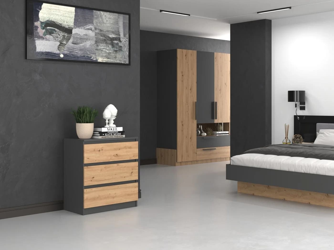 Raumhirsch Furniture Kommode Sideboard Anthrazit 3 Schubladen - Bild 4