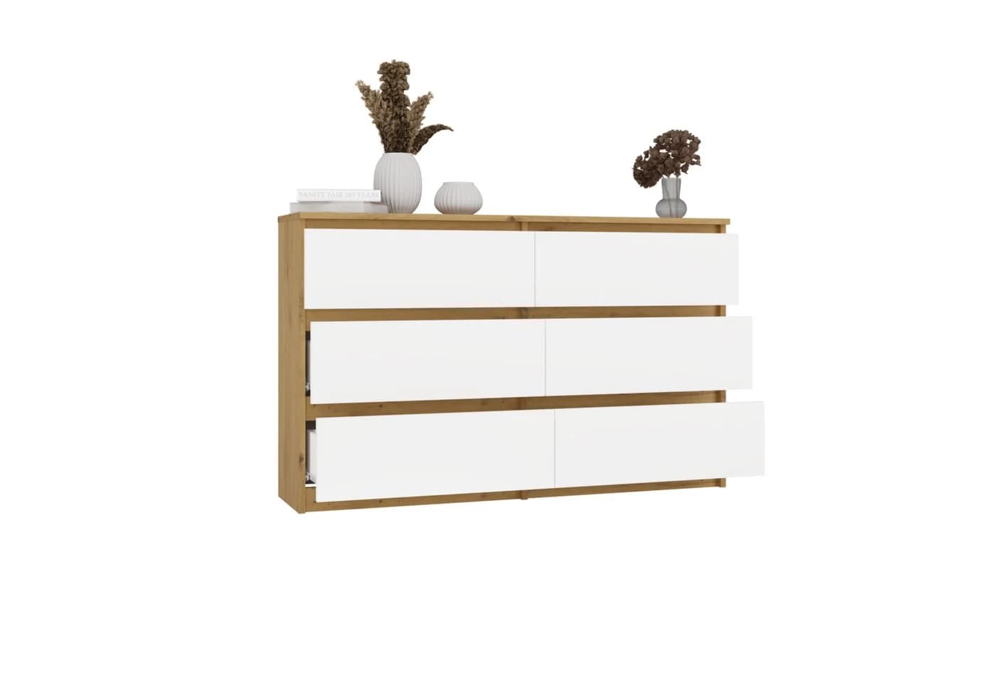 Raumhirsch Furniture Kommode Sideboard 120 cm Weiß/Grau 6 Schubladen - Bild 3