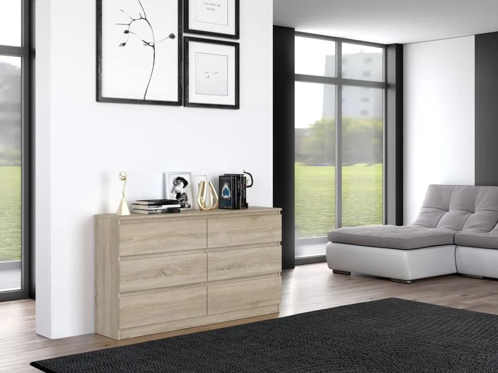Raumhirsch Furniture Kommode Sideboard 140 cm breit 6 Schubladen weiß anthrazit - Bild 3