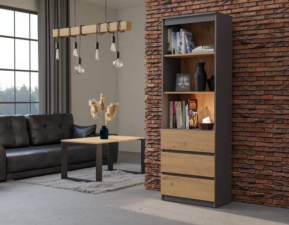 Raumhirsch Furniture Bücherregal Anthrazit mit Schubladen - Bild 2