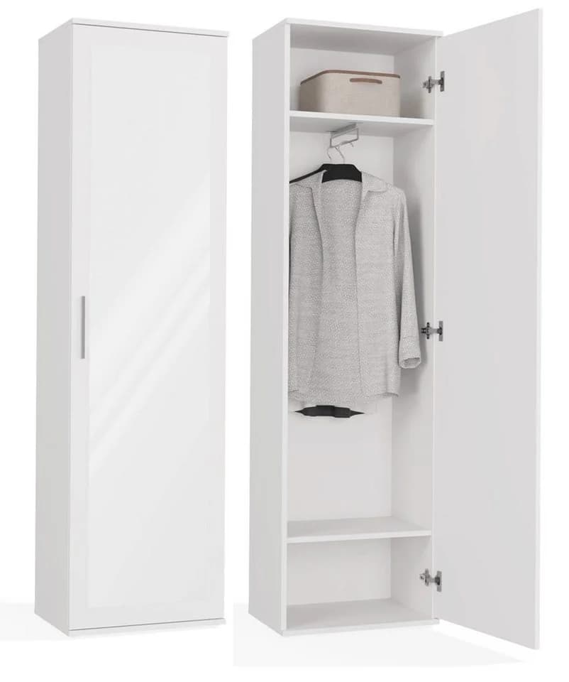 Raumhirsch Furniture Garderobenschrank mit Spiegel weiß
