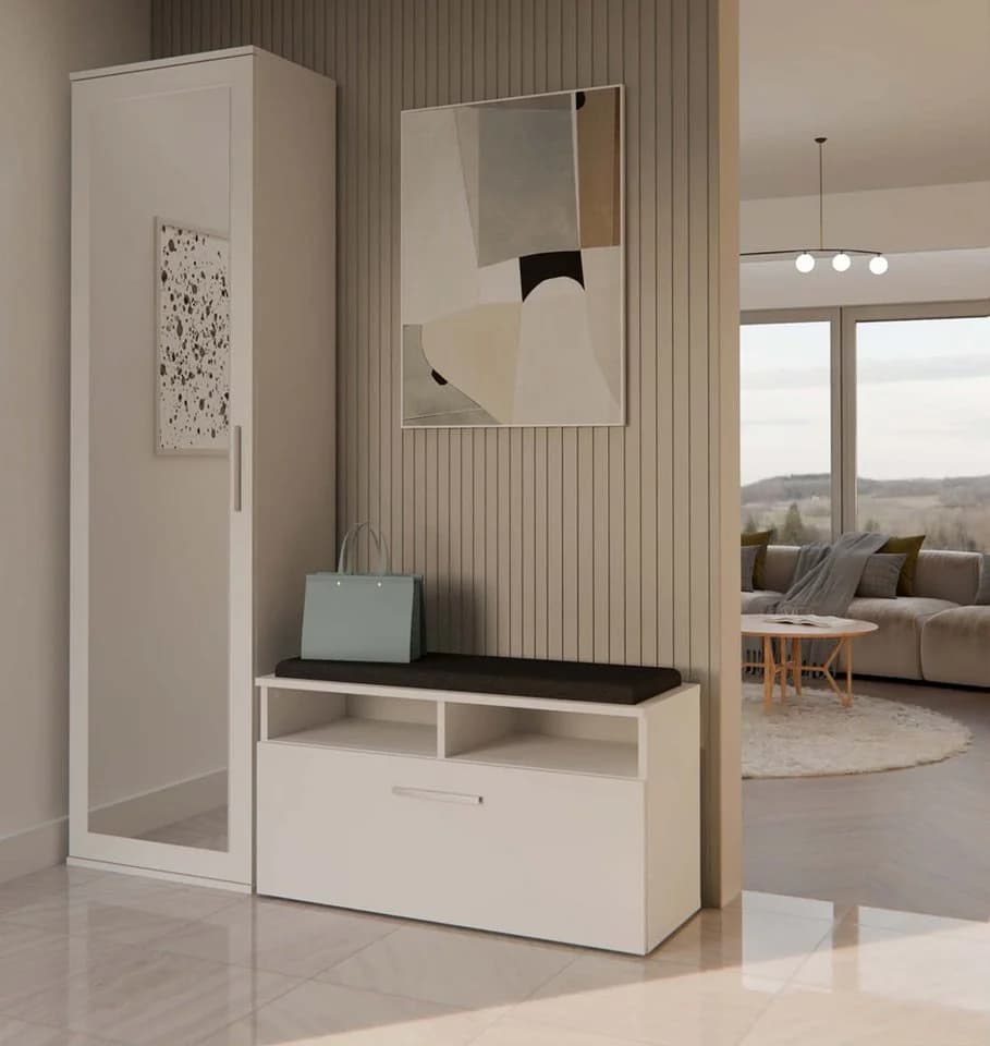 Raumhirsch Furniture Garderobenschrank mit Spiegel weiß - Bild 2