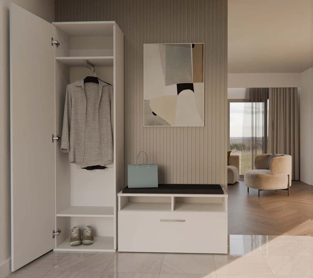 Raumhirsch Furniture Garderobenschrank mit Spiegel weiß - Bild 4