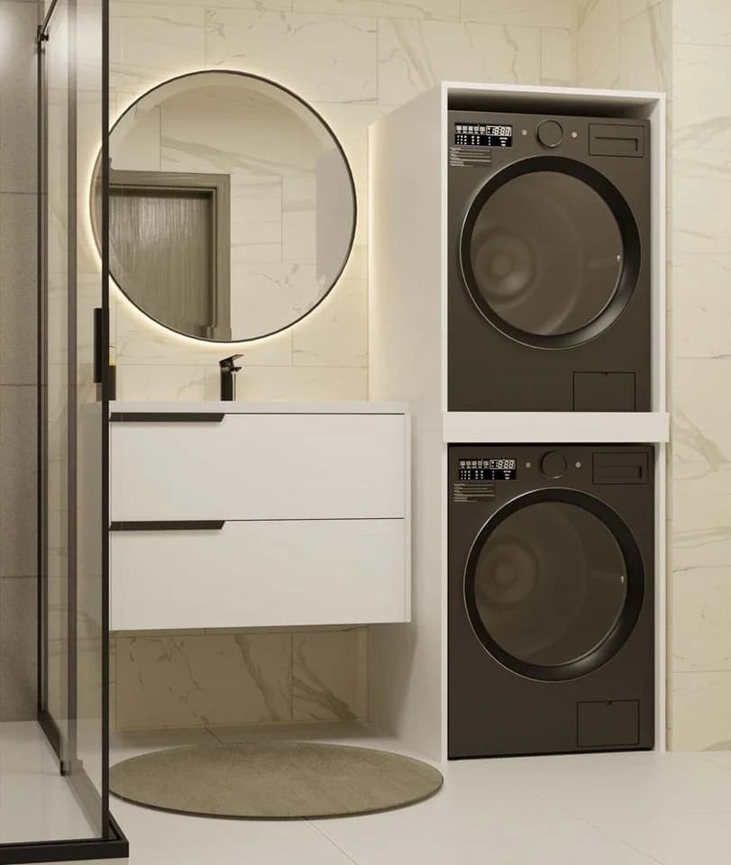 Raumhirsch Furniture Waschmaschinenüberbau für zwei Geräte – stabiler Waschmaschinenschrank - Bild 5