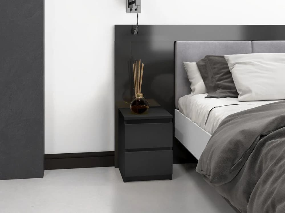 Raumhirsch Furniture Nachttisch MALWA M2 Schwarz 2 Schubladen