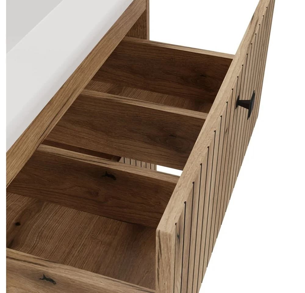 Raumhirsch Badkommode Hängeschrank Eiche Schwarz Soft-Close - Bild 5