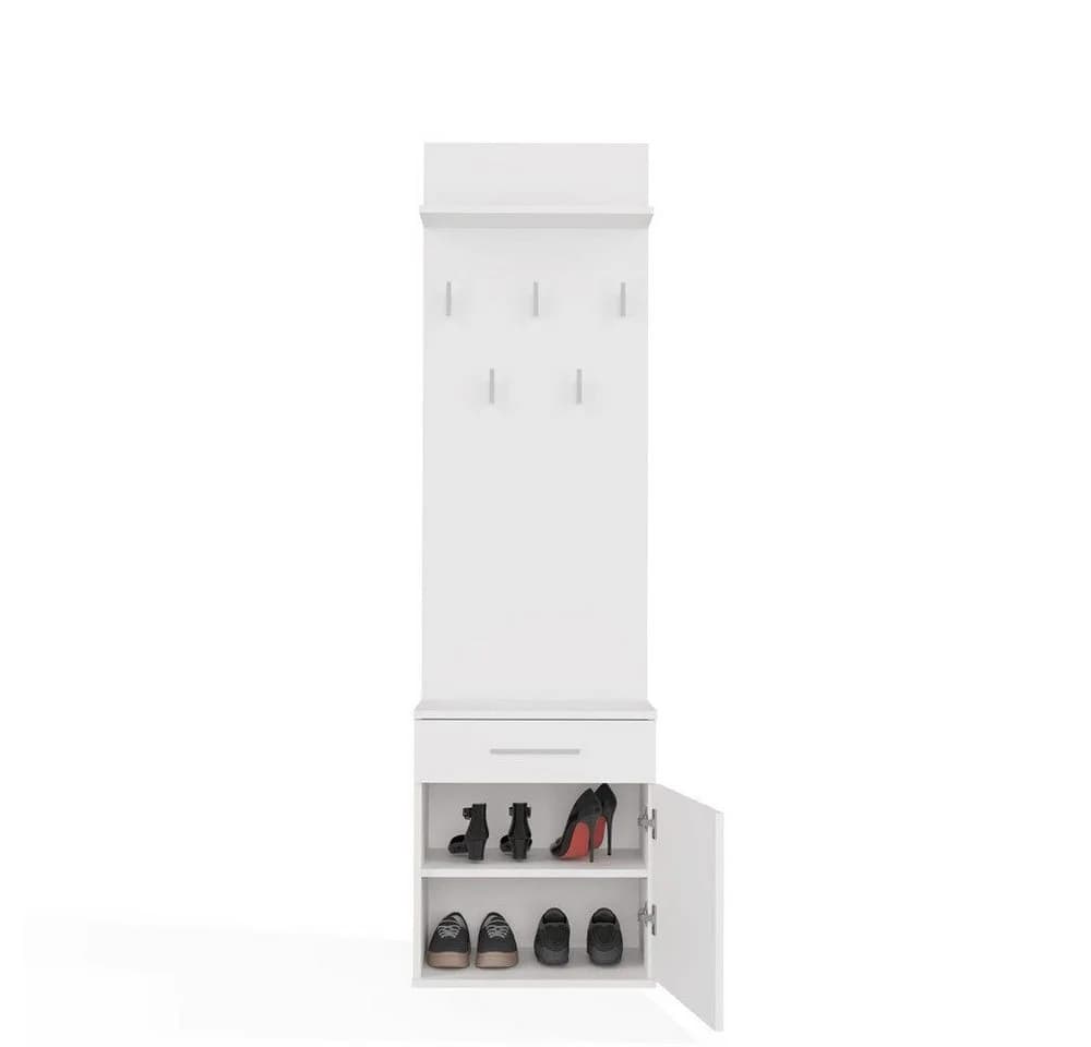 Raumhirsch Furniture Wandgarderobe mit Schuhbank Weiß - Bild 2
