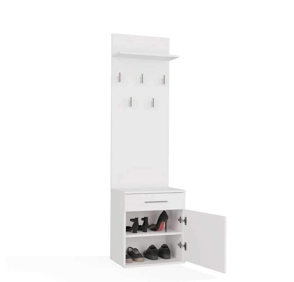 Raumhirsch Furniture Wandgarderobe mit Schuhbank Weiß - Bild 4