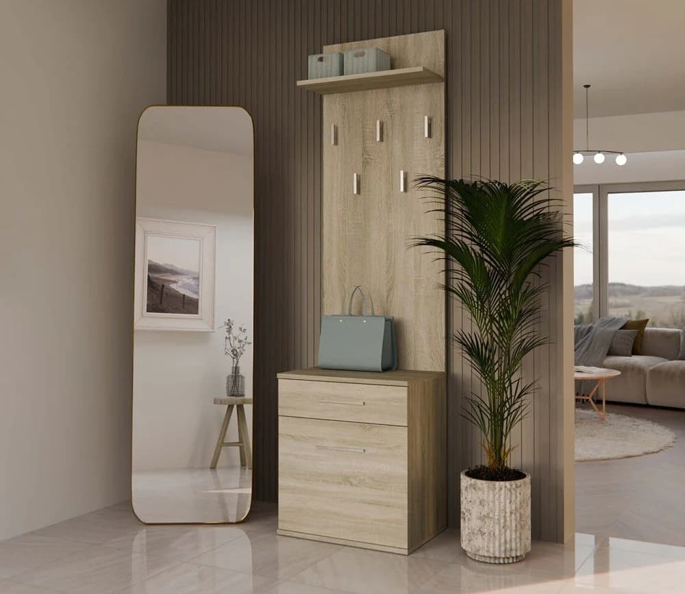Raumhirsch Furniture Wandgarderobe mit Schuhschrank und 5 Haken