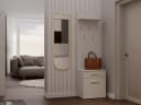Raumhirsch Furniture Wandgarderobe mit Schuhbank & 5 Haken Beige Bild 1