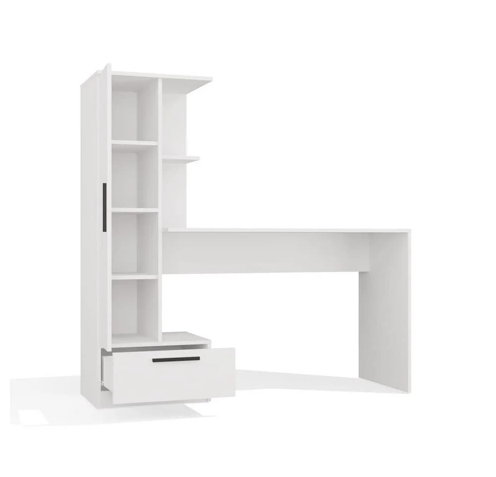 Raumhirsch Furniture Schreibtisch mit Regal und Schublade Weiß - Bild 5