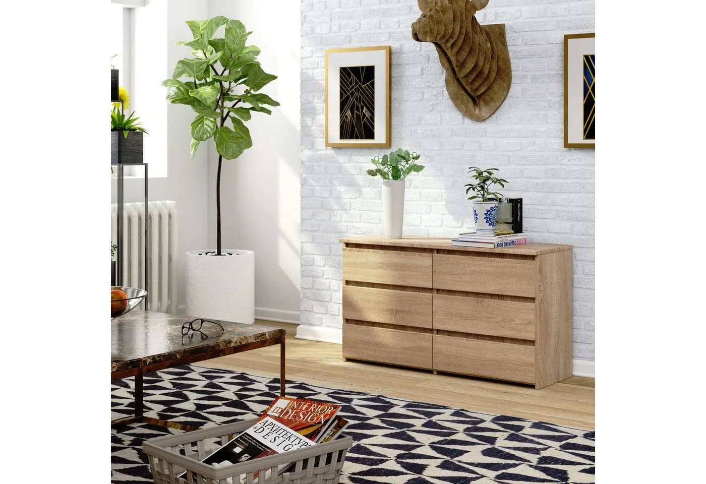 Raumhirsch Furniture Kommode 6 Schubladen Modern Braun