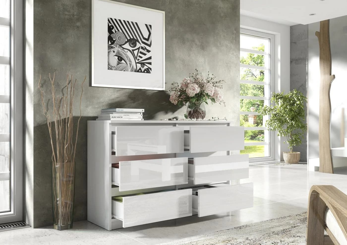 Raumhirsch Furniture Kommode 6 Schubladen Weiß Modern - Bild 5