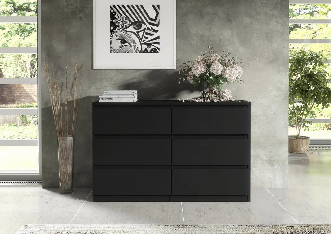 Raumhirsch Furniture Kommode 6 Schubladen Schwarz Modern