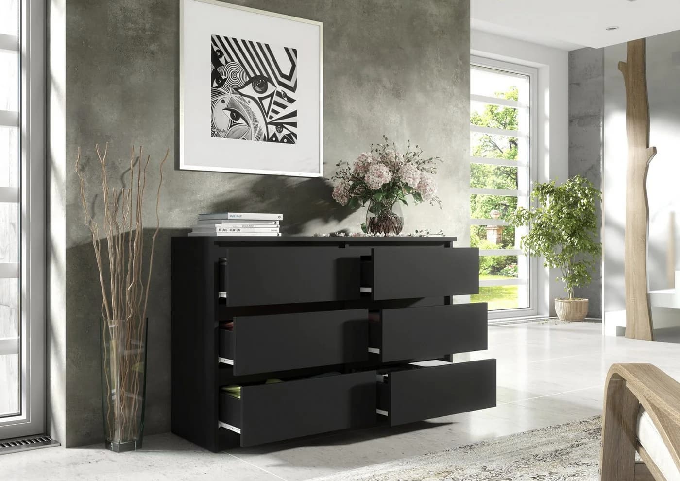 Raumhirsch Furniture Kommode 6 Schubladen Schwarz Modern - Bild 5