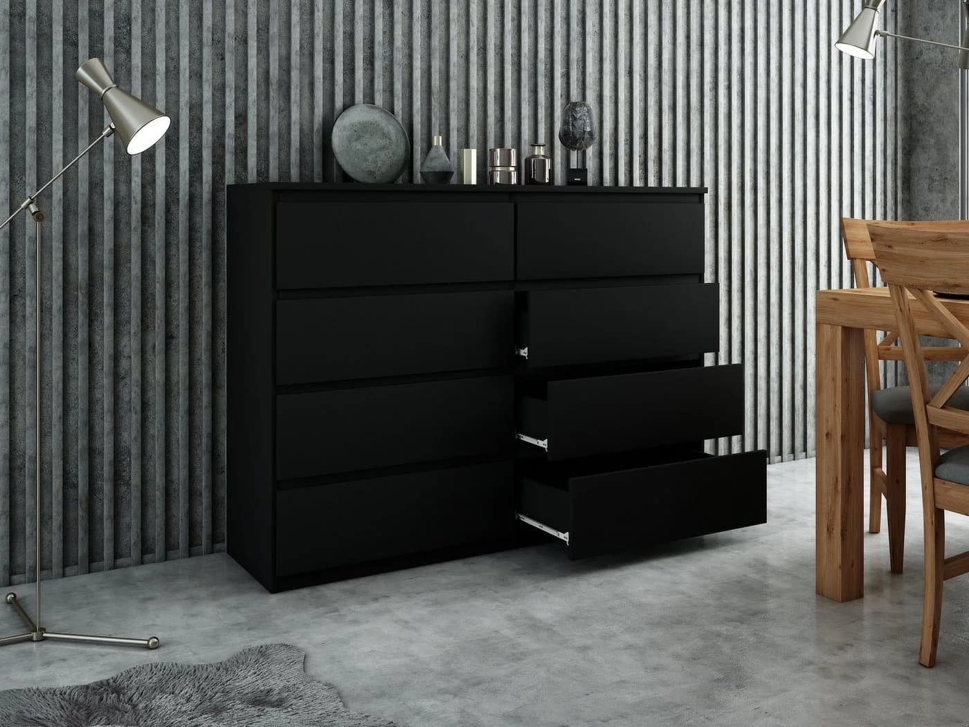 Raumhirsch Furniture Kommode 8 Schubladen Schwarz Modern - Bild 4