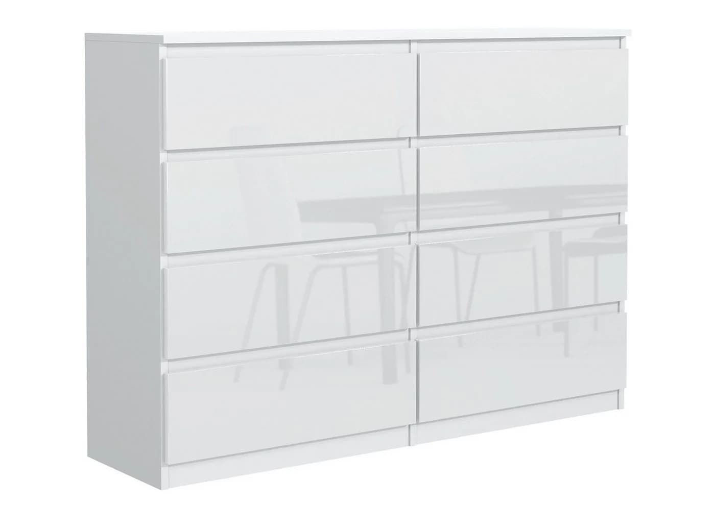 Raumhirsch Furniture Kommode 8 Schubladen Weiß Hochglanz Modern