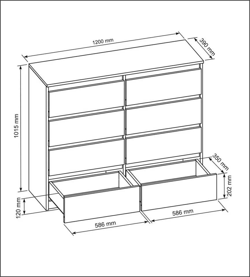 Raumhirsch Furniture Kommode 8 Schubladen Weiß Hochglanz Modern - Bild 3