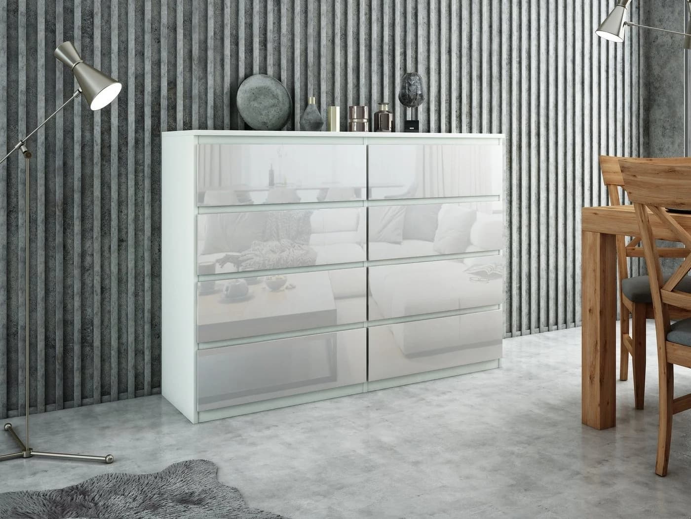 Raumhirsch Furniture Kommode 8 Schubladen Weiß Hochglanz Modern - Bild 5
